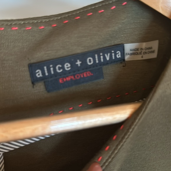 Alice + Olivia olive green, peplum dress with back zip - Picture 3 of 3